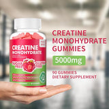 Novomins Creatine Monohydrate Gummies 5000mg for Men & Women, Chewables Creatine Monohydrate for Muscle Strength, Muscle Builder, Energy Boost, Pre-Workout Supplement(90 Count)-Strawberry Flavor