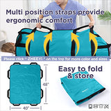 ZHEEYI Multipurpose 48" x 40" Positioning Bed Pad with Reinforced Handles - Reusable & Washable Patient Sheet for Turning, Lifting & Repositioning - Double-Sided Nylon Fabric, Peacock Blue