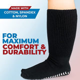 Extra Wide Socks for Swollen Feet, Diabetic Socks for Men, Hospital Socks, Extra Wide Bariatric Socks, Non Slip Socks Mens and Womens, Diabetic Socks for Men, Wide Socks Men - 2 Pairs Black