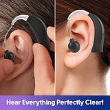 Digital Hearing Amplifier Pair - Personal Sound Amplification Device, Rechargeable All-Day Battery Life Lightweight Behind The Ear BTE Sound Aid and Voice Hearing Amplifiers, Black