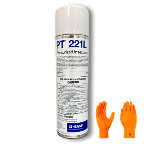 PT 221L Pressurized Insecticide - Powerful and Versatile Insecticide Spray for Complete Pest Control - with USA Supply Protective Gloves