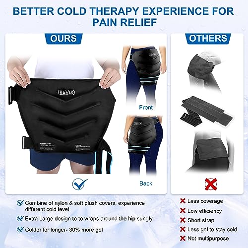 REVIX Extra Large Hip Ice Pack Wrap After Surgery, Reusable Cold Pack for Bursitis Hip Replacement Surgery, Gel Ice Packs for Injuries Cold Compress