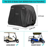 10L0L 4 Passenger Golf Cart Cover Fits EZGO, Club Car, Yamaha, 400D Waterproof Windproof Sunproof Outdoor All-Weather Polyester Full Cover with Three Zipper Doors - Black
