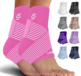 Sleeve Stars Ankle Brace for Women & Men, Achilles & Plantar Fasciitis Relief Compression Sleeve, Foot Brace with Ankle Support Strap, Heel Protector Wrap for Pain, Tendonitis & Sprain (Pair/Hot Pink)