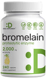 Bromelain Supplement 2,000mg Per Serving, 240 Capsules – Natural Proteolytic Enzymes from Fresh Pineapple – Supports Nutrient Digestion