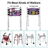 Walker Bag for Seniors-supregear Folding Walker Accessories Bag (Double Sided), Walker Basket Caddy Large Capacity Waterproof Tote with 9 Pockets and Cup Holder