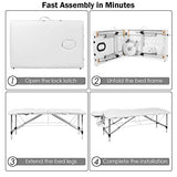 Giantex 84" Massage Table Professional Portable Lash Bed, 2 Folding Lightweight Massage Bed, Aluminum Frame, Height Adjustable, Face Cradle & Side Armrests, Salon Spa Tattoo Bed with Carry Case