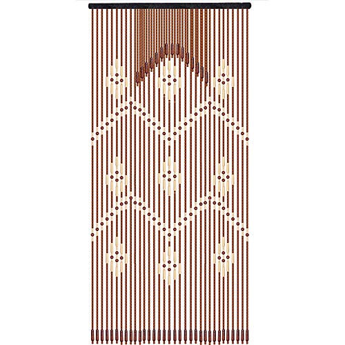 YIYIBYUS 90x175CM / 35.4 x 68.9 Inches 32pcs Beaded Natural Wood Bead Curtain Removable Entrance Partition Curtain Bamboo Doorway Bead Bohemian Curtain (90 x175CM)