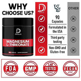 2000mg Magnesium L-Threonate Capsules - 90 Capsules - 144mg Elemental Magnesium per Serving