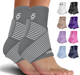 Sleeve Stars Ankle Brace for Women & Men, Achilles & Plantar Fasciitis Relief Compression Sleeve, Foot Brace with Ankle Support Strap, Heel Protector Wrap for Pain, Tendonitis & Sprain (Pair/Gray)