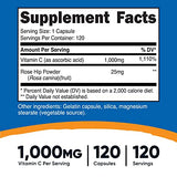 Nutricost Vitamin C with Rose Hips 1025mg, 120 Capsules - Vitamin C 1000mg, Rose Hips 25mg, Premium, Non-GMO, Gluten Free Supplement