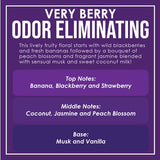 Very Berry Odor Eliminating Highly Fragranced Candle - Eliminates 95% of Pet, Smoke, Food, and Other Smells Quickly - Up to 80 Hour Burn time - 12 Ounce Premium Soy Blend