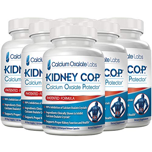 Kidney COP Calcium Oxalate Protector 120 Capsules, Patented Kidney Support for Calcium Oxalate Crystals, Helps Stops Recurrence of Stones, Stronger Than Chanca Piedra Stone Breaker Supplements 6 Pack