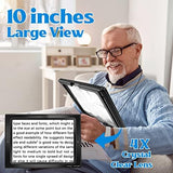 Magnifying Glass for Reading, 10"x 6" Large Lightweight Magnifier with 50 Bright LED Lights Provide Full Book Page Viewing Area Evenly Lit Perfect for Low Vision Person and Seniors Black