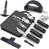 PKPKAUT Adaptive Utensils for Parkinsons Patients Elderly, Weighted Utensils for Hand Tremors, Parkinsons Eating Utensils for Disabled People, Weighted Silverware for Hand Tremors Arthritic Hands