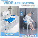 500lb Heavy Duty Shower Chair with Arms and Back, FSA/HSA Eligible Shower Seat for Bathtub, Waterproof Shower Stool for Inside Shower, Adjustable Shower Bath Chairs for Seniors/Disabled by SOUHEILO