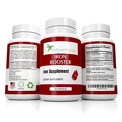 Iron Booster - Iron Supplement for Women - Helps Boost Red Blood Cell Production with Slow Release Non Constipating Ferrous Iron Pills for Women - Best Iron Supplements for Anemia - Raw Iron Vitamins