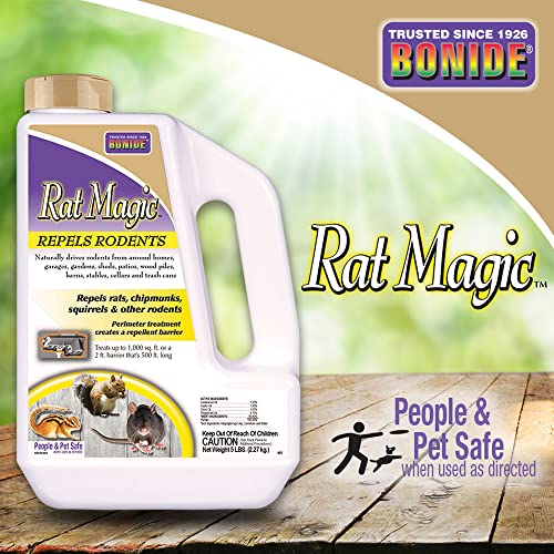 Bonide Rat Magic Rodent Repellent, 5 lb. Ready-to-Use Granules for Indoor & Outdoor Rodent Control, People & Pet Safe