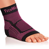 TechWare Pro Ankle Brace Compression Sleeve - Relieves Achilles Tendonitis, Joint Pain. Plantar Fasciitis Foot Sock with Arch Support Reduces Swelling & Heel Spur Pain. (Black/Pink, S/M)