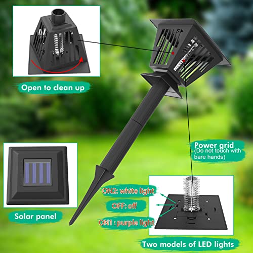 2 Pack Solar Bug Zapper Outdoor Solar Mosquito Zapper Powered Bug Zapper LED Mosquito Killer Light Lamp for Indoor and Garden Use