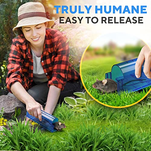 Humane Mouse Traps for Indoor, Home & Outdoor - Pack of 2 Reusable, Catch and Release Mouse Mice Traps - No Kill, Easy Set, Safe for Your Kids & Pets - Instantly Remove Unwanted Rodents from Your Home