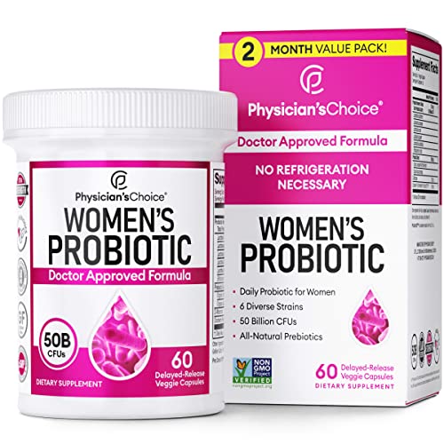 Physician's Choice Probiotics for Women - PH Balance, Digestive, UT, & Feminine Health - 50 Billion CFU - 6 Unique Strains for Women - Organic Prebiotics, Cranberry Extract+ - Womens Probiotic - 60 CT