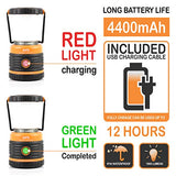 LED Camping Lantern Rechargeable, 1800LM, 4 Light Modes, 4400mAh Power Bank, IP44 Waterproof, Perfect Lantern Flashlight for Hurricane, Emergency, Power Outages, Home and More, with USB Cable (2 Pack)