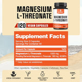 12% Purified Magnesium L-Threonate Capsules - 1500 Mg - 120 Capsules - Providing 180mg Elemental Magnesium L-Threonate