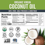 Organic Coconut Oil - Unrefined and Cold-Pressed, Natural Hair Oil, Skin Oil and Cooking Oil with Fresh Flavor, Non-GMO Extra Virgin Coconut Oil (Aceite de Coco), USDA Organic, 32 oz