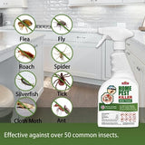 Bug Spray, Liquid with Odorless Bug Killer, Fast and Sure Insect Killer with Extened Residual Protection, Natural & Non-Toxic Roach Spray, Child & Pet Friendly Ant Killer - 22oz