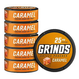 Grinds Coffee Pouches | 6 Cans of Caramel | 18 Pouches Per Can | 1 Pouch eq. 1/4 Cup of Coffee (Caramel)