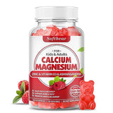 softbear Calcium Magnesium Zinc Gummies, Sugar Free Calcium Supplement for Women Men, High Absorption Calcium with Vitamin D3 Gummies for Bone & Muscle Health, Vegan Raspberry Flavor - 60 Count