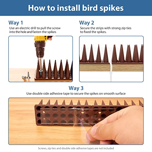 Bird Spikes, 20 Pack Bird Squirrel Raccoon Pigeon Cat Animal Deterrent Spikes for Outside Anti Bird Defender Spikes Outdoor to Keep Birds Away