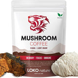 Tiger 2 Mushroom Coffee- Organic Lions Mane and Chaga Mushroom with Arabica coffee, 30 servings, Memory, Focus, Immune System Booster, Vegan, Non-GMO and Great Taste