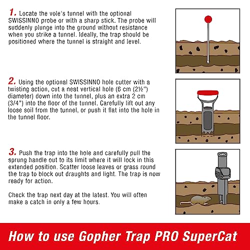 SWISSINNO Gopher & Vole Trap PRO SuperCat. Control Gophers, Voles + Fi