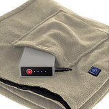 Eddie Bauer - Heated Throw Blanket, Water Resistant Throw with Warming Pocket & Rechargeable Battery, Weather Smart Fleece for Travel, Camping, and Outdoor Use (Khaki/Black)