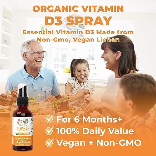 MaryRuth's Vitamin D3 Liquid Spray | USDA Organic Liquid Vitamin D Spray for Adults & Kids | Immune Support & Bone Health | Vegan | Gluten Free | Non-GMO | 30 Servings