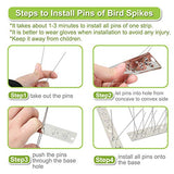 Valibe Bird Spikes Bird Deterrent Devices Stainless Steel 21.6 Feet Bird Repellent Spikes Critter Pricker for Pigeons Small Birds Woodpecker Cat with Uninstalled Pins