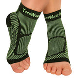 TechWare Pro Ankle Brace Compression Sleeve - Relieves Achilles Tendonitis, Joint Pain. Plantar Fasciitis Foot Sock with Arch Support Reduces Swelling & Heel Spur Pain. (Black/Green, S/M)