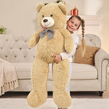 MaoGoLan Giant Big Teddy Bear 4 Feet 47 inch Life Size Tan Plush Bear Brown Stuffed Animal for Children Boyfriend