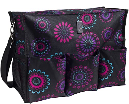 Wheelchair Bag for Back of Chair w/ 5 Exterior & 5 Interior Pockets - Perfect Carrier Bag for Newspaper, Medical Paperwork, Blanket for Most Electric, Manual or Power Wheelchairs (Purple Circle)