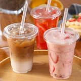 VITEVER [100 Sets - 24oz] Plastic Cups with Lids and Straws, Disposable Cups for Iced Coffee, Smoothie, Milkshake, Cold Drinks - Clear