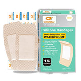 Silicone Adhesive Bandages for Elderly Sensitive Skin - Painless Removal 2''x4'' Extra Large 15 Counts Waterproof and 15 Counts Flexible Fabric Bandages by G+ GUIGABUL - Hypoallergenic - Latex Free