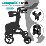 Cane Holder for Nitro Rollators with Flat Frame, Drive Walker Cane Holder, Adjustable Crutch Bracket for Wheelchairs, Rollators, Knee Scooters, Assistant Holder for Cane or Stick Users, Black