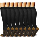 CHARMKING Compression Socks for Women & Men (8 Pairs) 15-20 mmHg Graduated Copper Support Socks are Best for Pregnant, Nurses - Boost Performance, Circulation, Knee High & Wide Calf (L/XL, Multi 26)