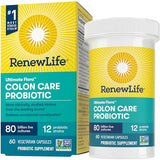 Renew Life Probiotic Colon Care Probiotic Capsules, Daily Supplement Offers Colon Support, L. Rhamnosus GG, Dairy, Soy and gluten-free, 80 Billion CFU, 60 Count