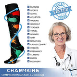 CHARMKING Compression Socks for Women & Men (8 Pairs) 15-20 mmHg Graduated Copper Support Socks are Best for Pregnant, Nurses - Boost Performance, Circulation, Knee High & Wide Calf (S/M, Multi 23)