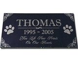 You Left Paw Prints on Our Hearts Pet Memorial Stones Personalized Headstone Grave Marker Absolute Black Granite Garden Plaque Engraved with Dog Cat Name Dates