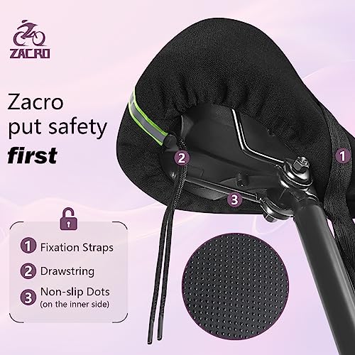 Zacro Bike Seat Cushion, Soft Gel Padded Bike Seat Cover, Compatible with Peloton, Wide Bicycle Seat Saddle Memory Foam, Comfort on Exercise Bike, Stationary Bike