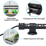 hygger 24/7 Mode Submersible Aquarium LED Light, Full Spectrum Hidden Fish Tank Light with 3 Rows Beads 7 Colors Auto On Off Sunrise-Daylight-Moonlight, Adjustable Timer Brightness 12W